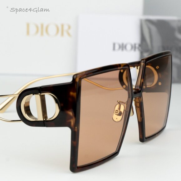 NEW Dior 30MONTAIGNE SU CD40030U 53Y 26L0 Havana Brown Women Square Sunglasses - Picture 1 of 11